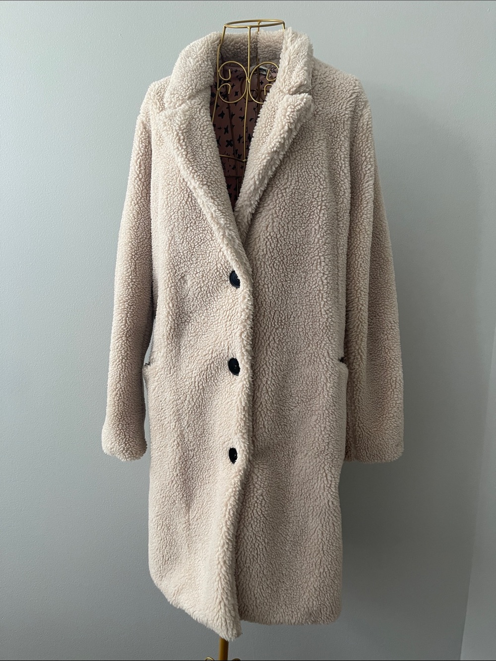 Zadig & Voltaire dusky pink Sherpa Teddy Coat - Picture 1 of 5